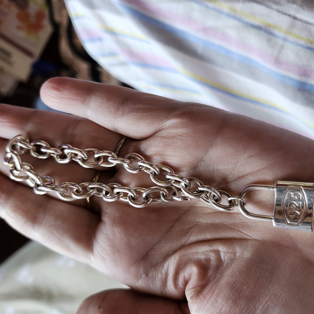 Silver Chain Bracelet with Padlock